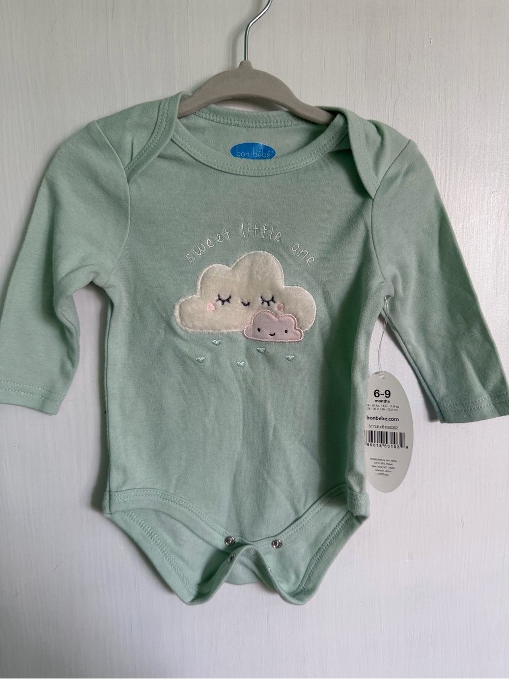 Bon Bebe Mint Cloud Long-Sleeve One-Piece